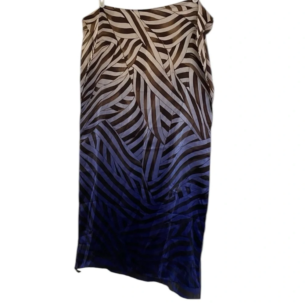 Henri Bendel 100% Silk Scarf. Multi Color Ranging Royal Blue/Navy to Brown